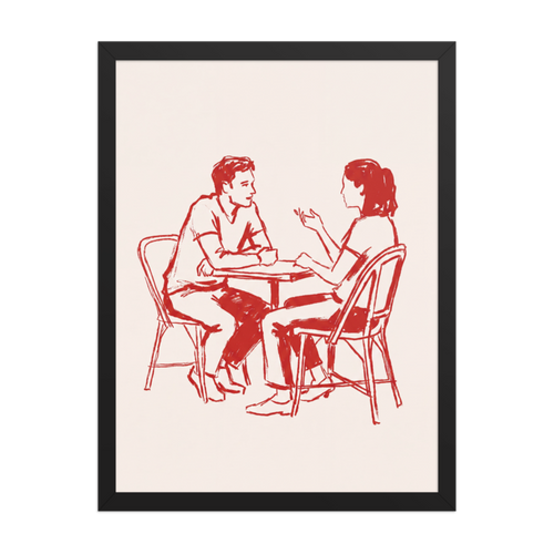 Café Conversation Framed Art Print