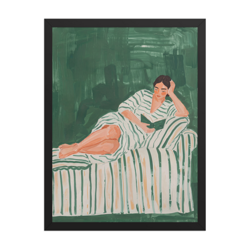 Reading on the Sofa Framed Art Print