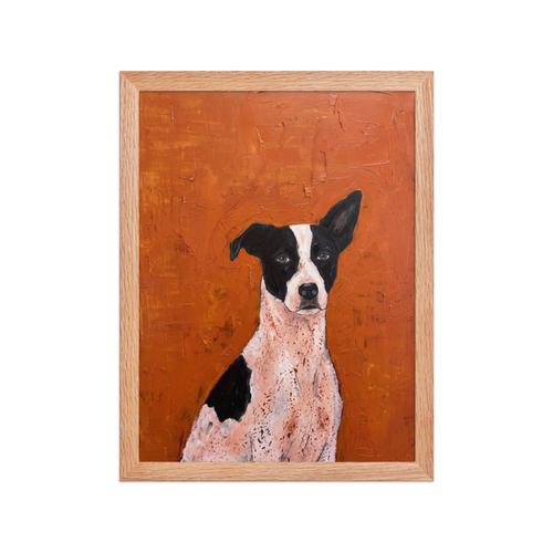 Terrier Portrait on Burnt Orange Framed Art Print