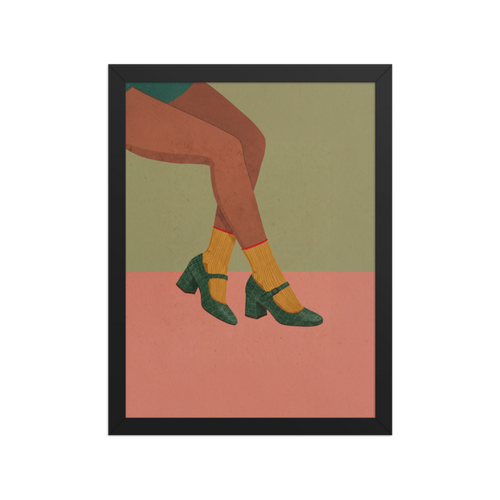 Green Mary Janes Framed Art Print