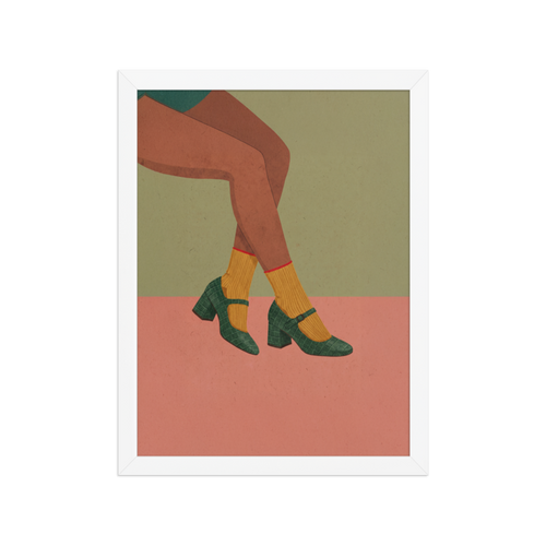 Green Mary Janes Framed Art Print