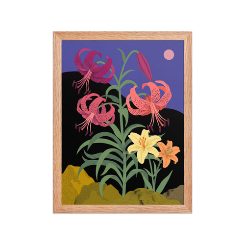 Midnight Lilies Framed Art Print