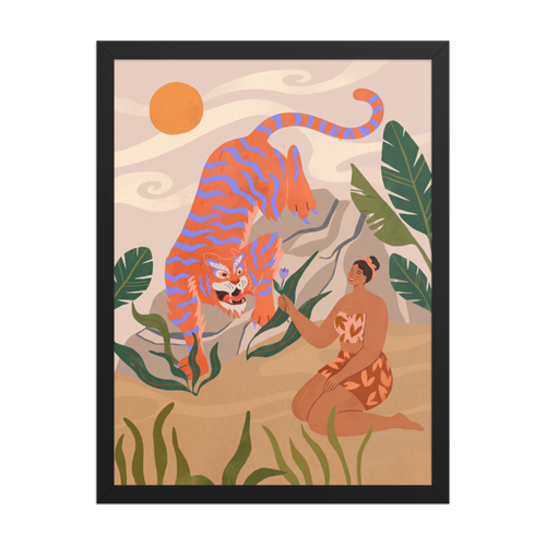 Tiger Offering Framed Art Print