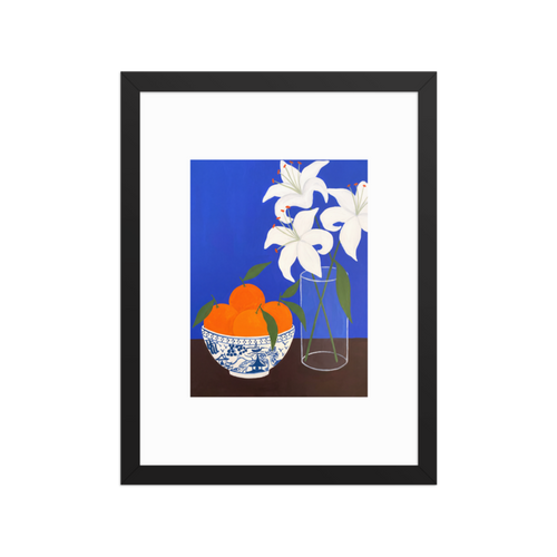 Oranges and Lilies Framed Art Print