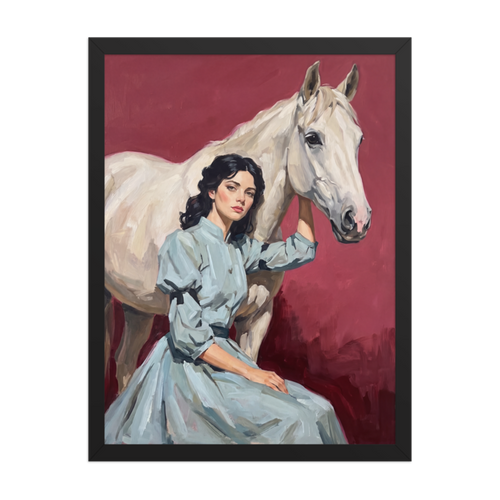 Lady with White Horse Framed Art Print