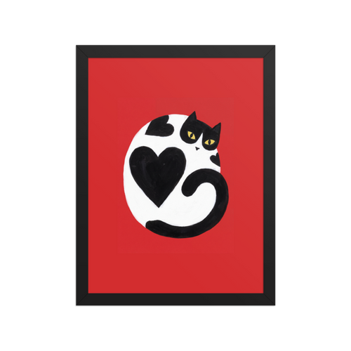 Heart Cat Framed Art Print