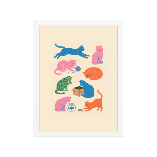 Colorful Cats Framed Art Print