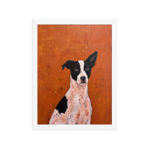 Terrier Portrait on Burnt Orange Framed Art Print
