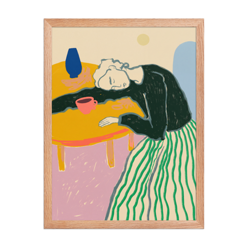 Resting at the Table Framed Art Print