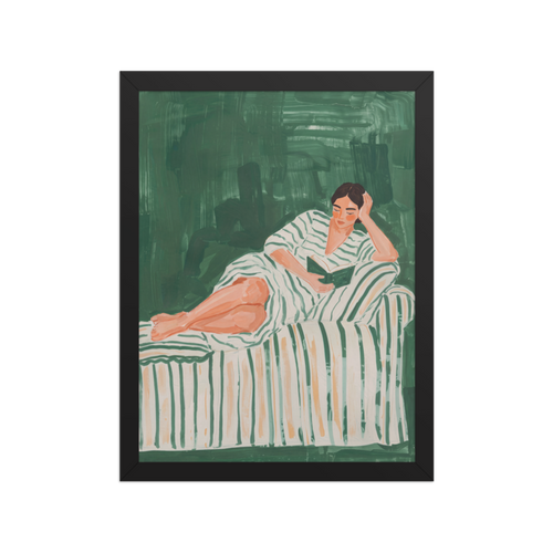 Reading on the Sofa Framed Art Print