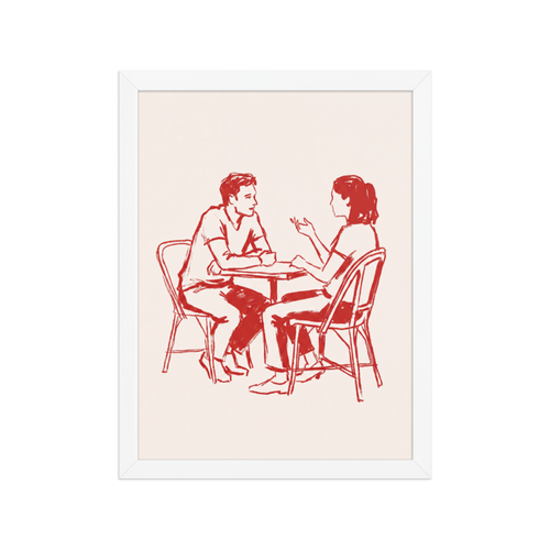 Café Conversation Framed Art Print