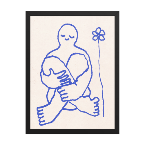 Seated Figure with Flower Framed Art Print