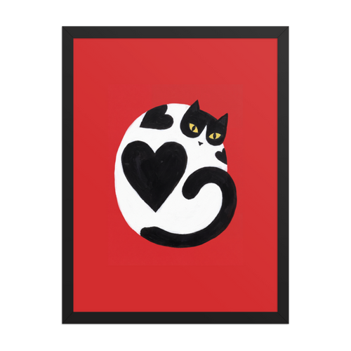 Heart Cat Framed Art Print