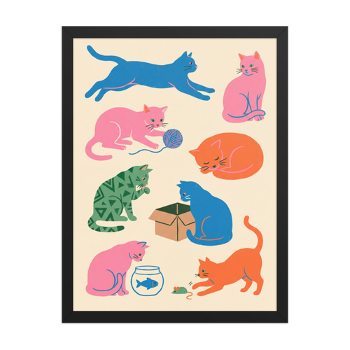 Colorful Cats Framed Art Print