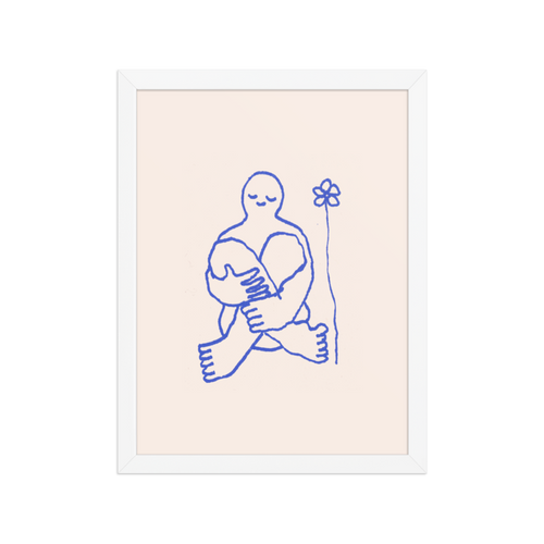Seated Figure with Flower Framed Art Print