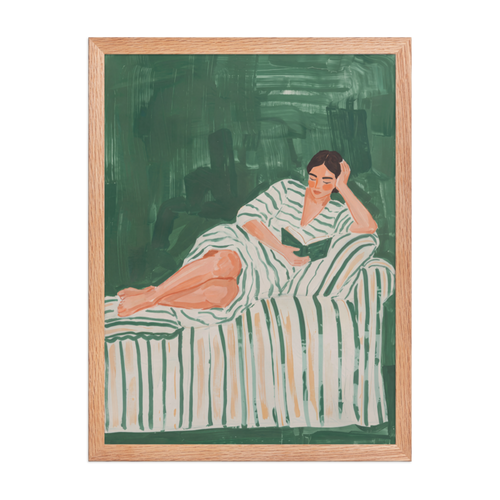 Reading on the Sofa Framed Art Print