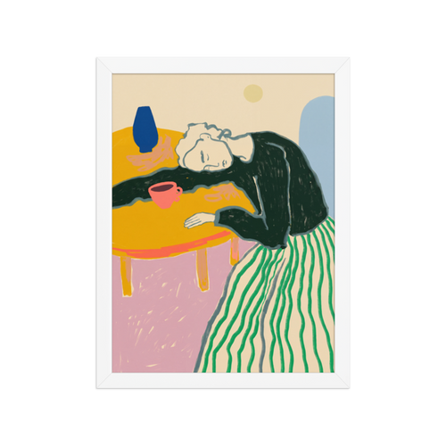 Resting at the Table Framed Art Print