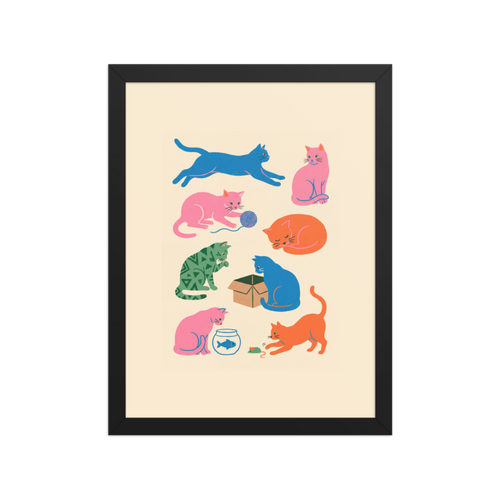 Colorful Cats Framed Art Print