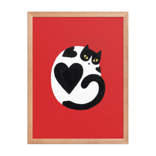 Heart Cat Framed Art Print