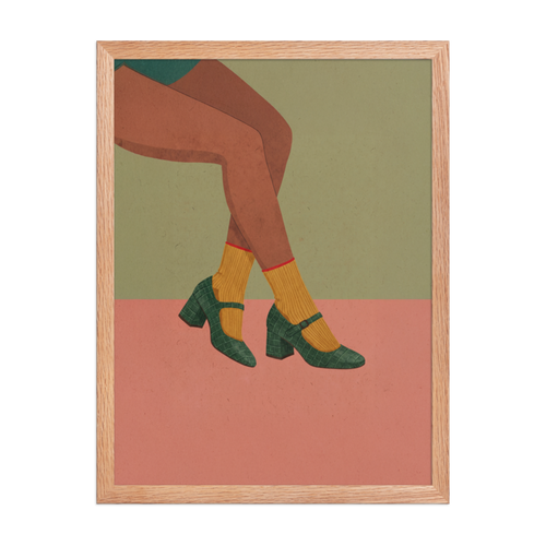 Green Mary Janes Framed Art Print