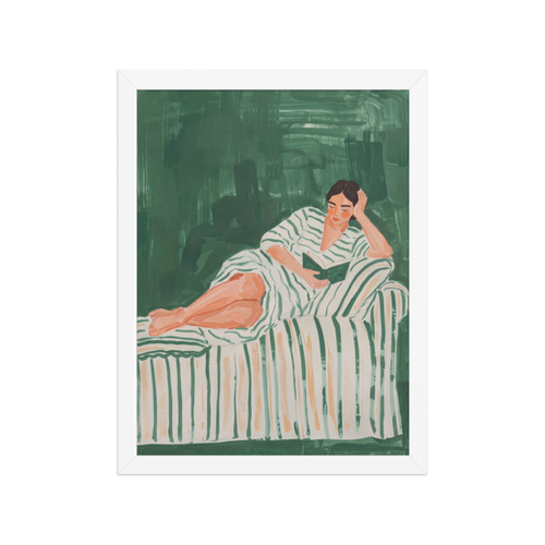 Reading on the Sofa Framed Art Print