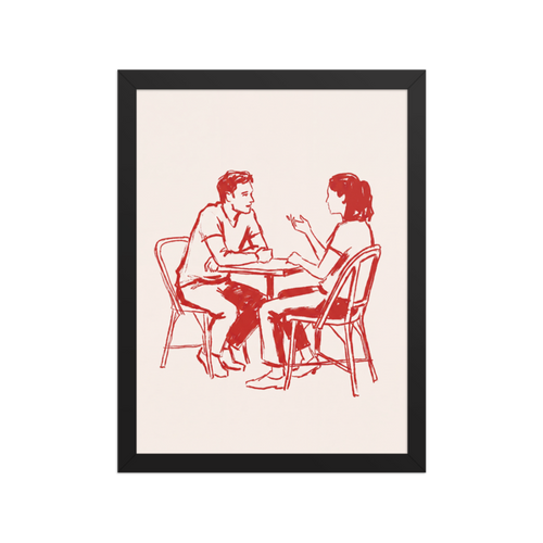 Café Conversation Framed Art Print