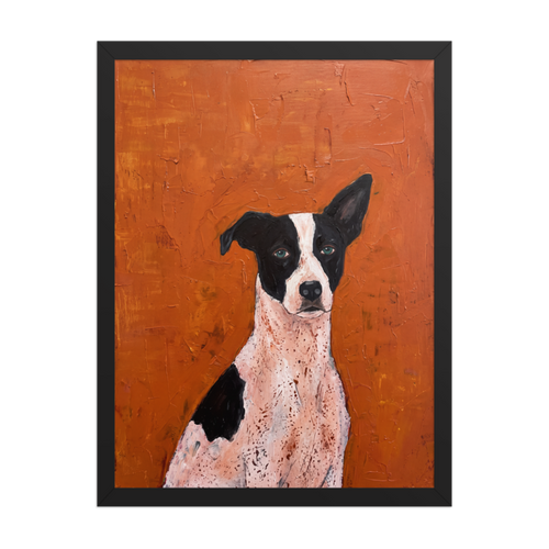 Terrier Portrait on Burnt Orange Framed Art Print