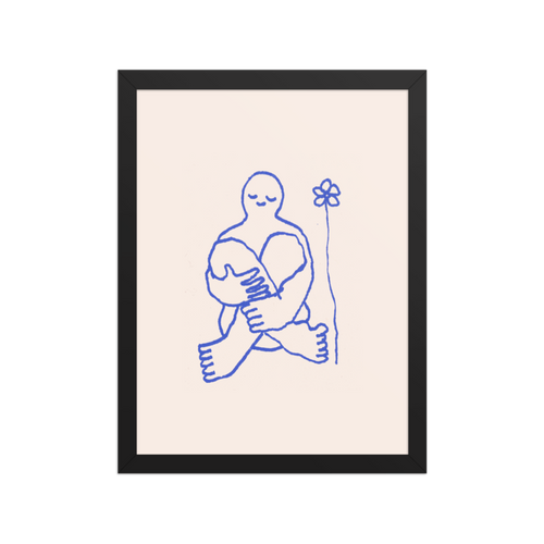 Seated Figure with Flower Framed Art Print