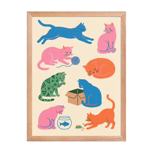 Colorful Cats Framed Art Print