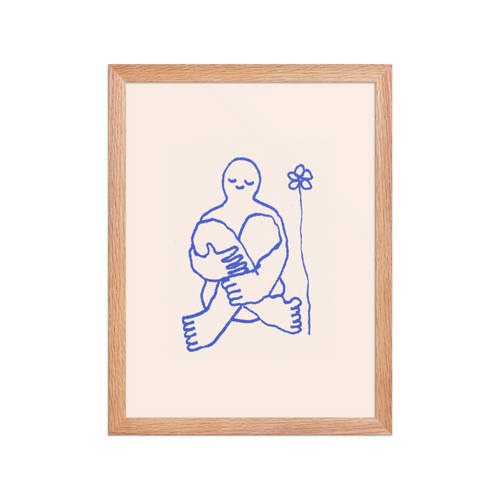 Seated Figure with Flower Framed Art Print