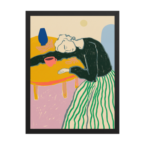 Resting at the Table Framed Art Print