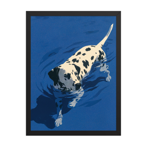 Dalmatian Swimming Framed Art Print