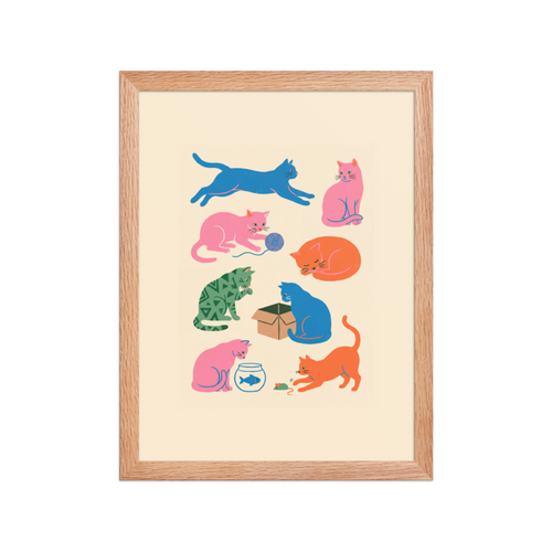 Colorful Cats Framed Art Print