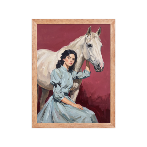 Lady with White Horse Framed Art Print