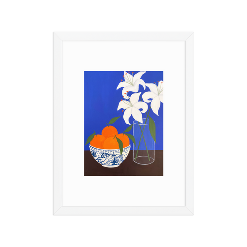 Oranges and Lilies Framed Art Print