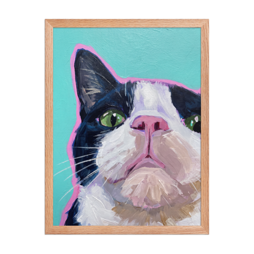 Tuxedo Cat Portrait Framed Art Print