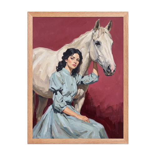 Lady with White Horse Framed Art Print