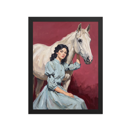 Lady with White Horse Framed Art Print