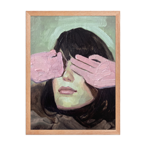 Hands Over Eyes Framed Art Print