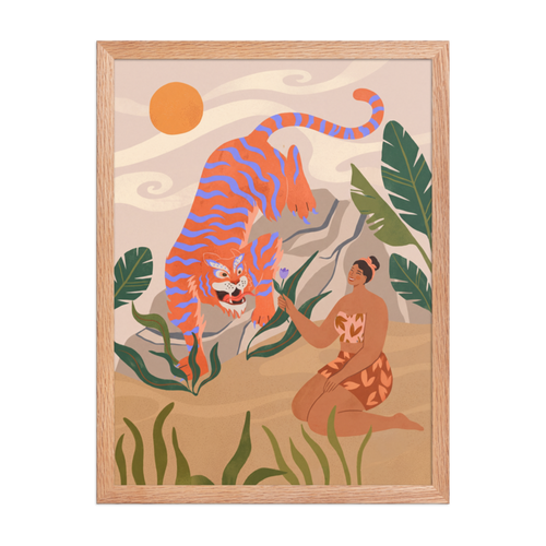 Tiger Offering Framed Art Print