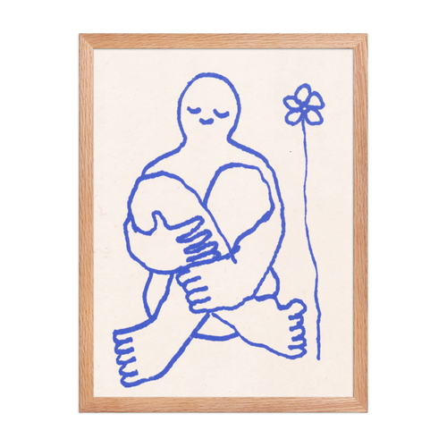 Seated Figure with Flower Framed Art Print