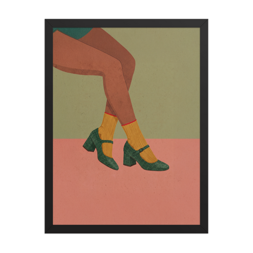 Green Mary Janes Framed Art Print