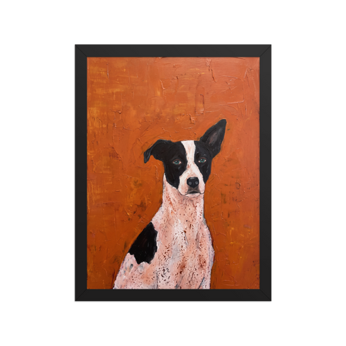 Terrier Portrait on Burnt Orange Framed Art Print