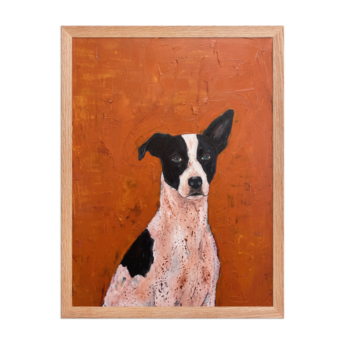 Terrier Portrait on Burnt Orange Framed Art Print